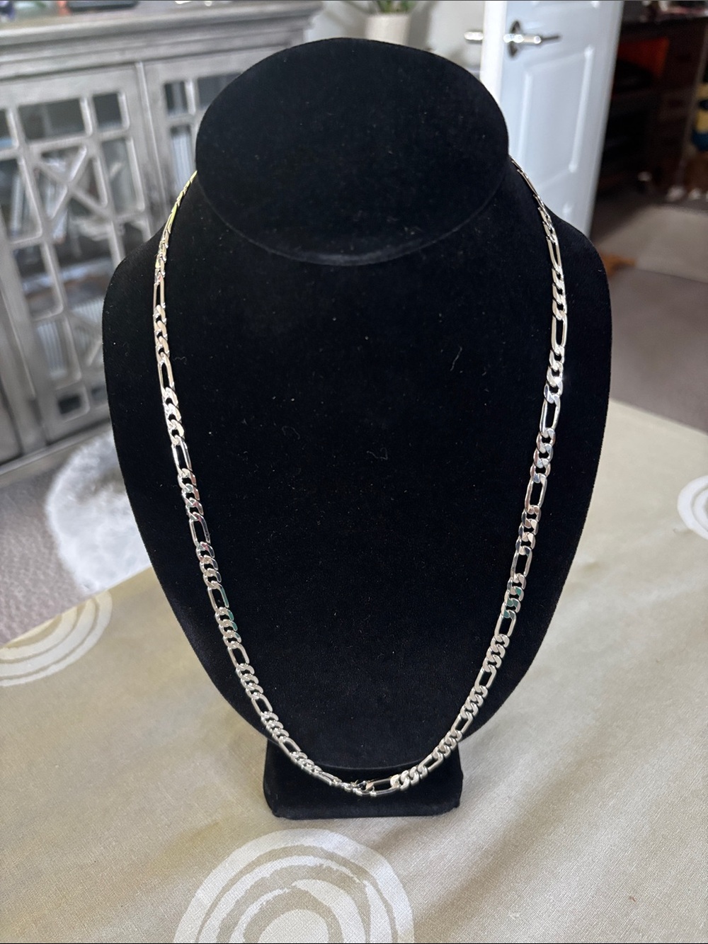 Classic Women's Figaro Chain Necklace in Silver over stainless steel